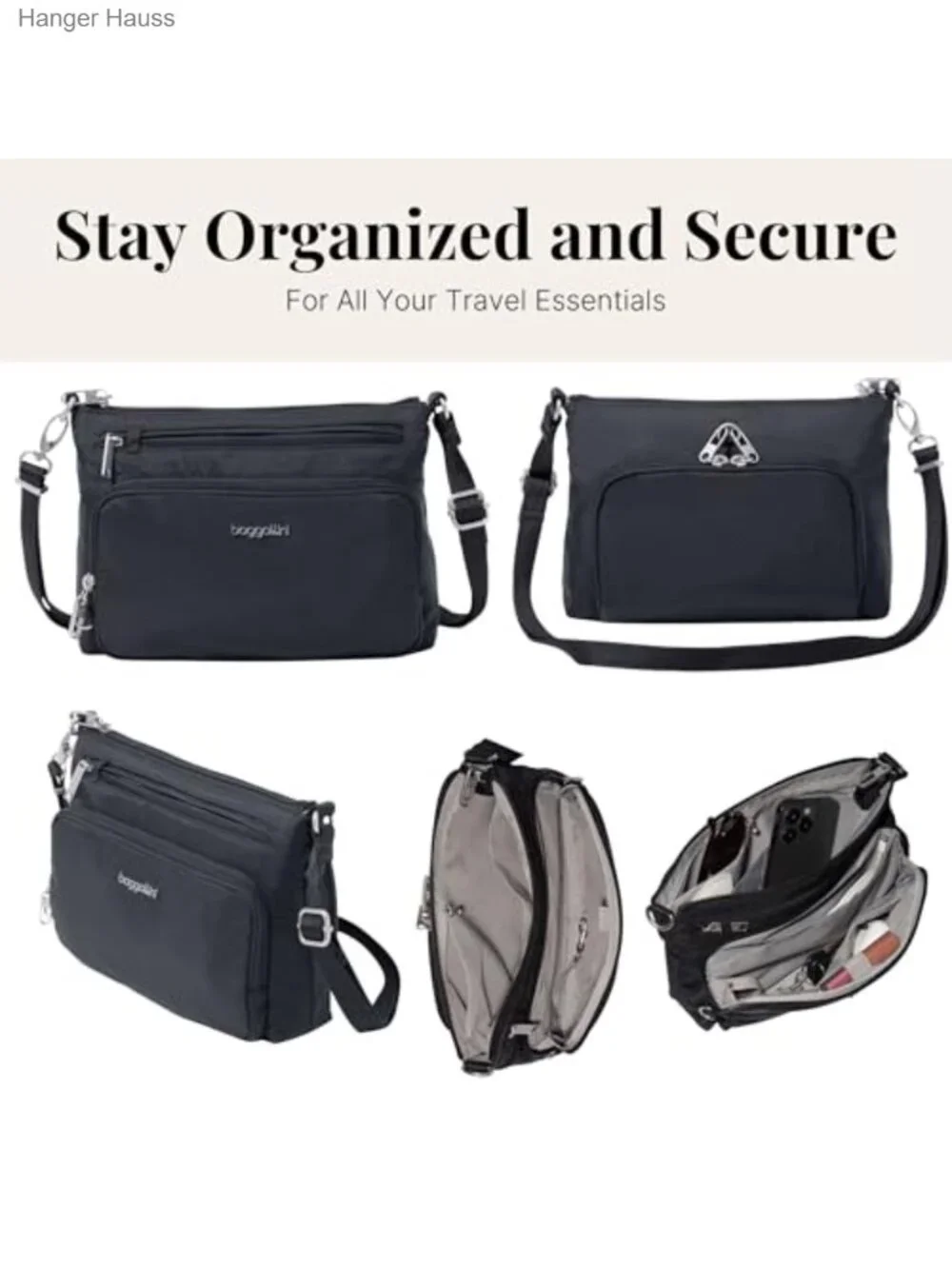 Baggallini Securtex Anti-Theft Crossbody Bag - Slash-Resistant Nylon